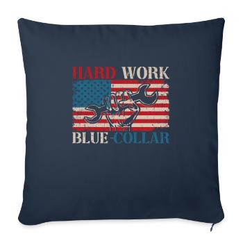 American Roughneck Mechanic Blue Collar Worker - Throw Pillow Cover 17.5” x 17.5” - navy - Front