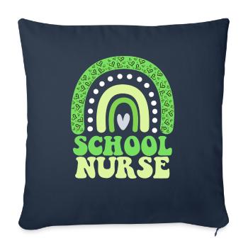 School Nurse Green Rainbow School Nurse - Throw Pillow Cover 17.5” x 17.5” - navy - Front