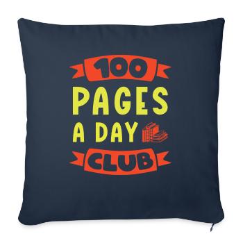 100 Pages A Day Club Avid Reader - Throw Pillow Cover 17.5” x 17.5” - navy - Front