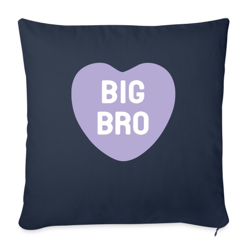 Big Bro Purple Candy Heart - Throw Pillow Cover 17.5” x 17.5”