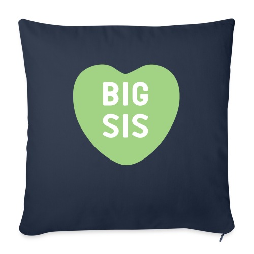 Big Sis Green Candy Heart - Throw Pillow Cover 17.5” x 17.5”