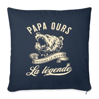Papa ours l' homme le mythe cadeau fête des pères. - Throw Pillow Cover 17.5” x 17.5” - navy - Front