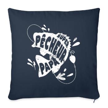 Papa pêcheur humour pêche cadeau fête des pères - Throw Pillow Cover 17.5” x 17.5” - navy - Front