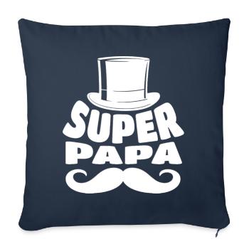 Papa super papa cadeau fête des pères - Throw Pillow Cover 17.5” x 17.5” - navy - Front