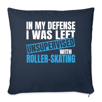 In My Defense I Was Left Unsupervised - Throw Pillow Cover 17.5” x 17.5” - navy - Front