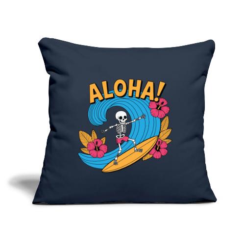 Aloha Surfing Skeleton - Beach Vibes - Throw Pillow Cover 17.5” x 17.5”