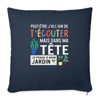 Jardinier jardinage tee shirt femme jardin humour - Throw Pillow Cover 17.5” x 17.5” - navy - Front