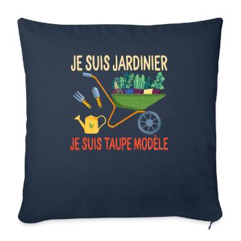 Jardinier jardinage tee shirt femme jardin humour - Throw Pillow Cover 17.5” x 17.5” - navy - Front