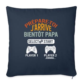 Futur Papa Tee Shirt Idée cadeau annonce - Throw Pillow Cover 17.5” x 17.5” - navy - Front