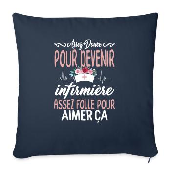 Infirmière Tee Shirt Cadeau Pour Femmes Assez - Throw Pillow Cover 17.5” x 17.5” - navy - Front
