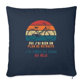 Cycliste Tee shirt Cadeau De Retraite Pour Fête - Throw Pillow Cover 17.5” x 17.5” - navy - Front
