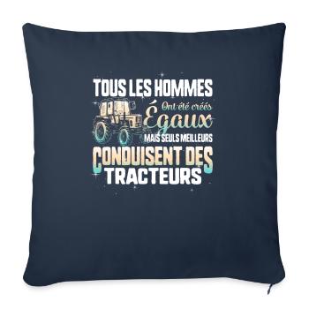 Chemise d'agriculture, j'aime ma femme et - Throw Pillow Cover 17.5” x 17.5” - navy - Front