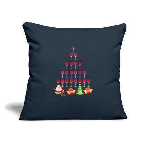 Wine glass decor Christmas Tree Xmas Ornament tee - Throw Pillow Cover 17.5” x 17.5”