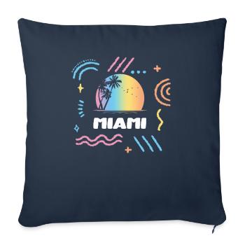 Miami Florida Vacation Family - Throw Pillow Cover 17.5” x 17.5” - navy - Front