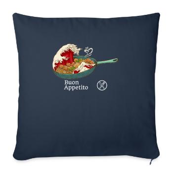 Spaghetti Bolognese - Italian Noodles - Japanese R - Throw Pillow Cover 17.5” x 17.5” - navy - Front