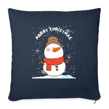 Christmas Snowman cute - Throw Pillow Cover 17.5” x 17.5” - navy - Front