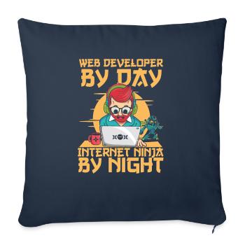Web Developer - Throw Pillow Cover 17.5” x 17.5” - navy - Front
