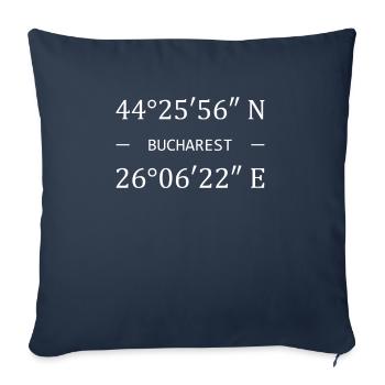 City Coordinates Bucharest - Throw Pillow Cover 17.5” x 17.5” - navy - Front