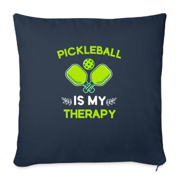 Pickleball is My Therapy, Funny Design - Throw Pillow Cover 17.5” x 17.5” - navy - Front