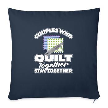 Quilting Couple - Throw Pillow Cover 17.5” x 17.5” - navy - Front