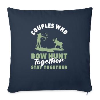 Bow Hunting Couple - Throw Pillow Cover 17.5” x 17.5” - navy - Front