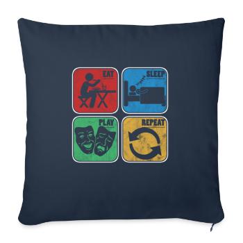 Eat Sleep Play Acting Actor Actress Movie Theatre - Throw Pillow Cover 17.5” x 17.5” - navy - Front