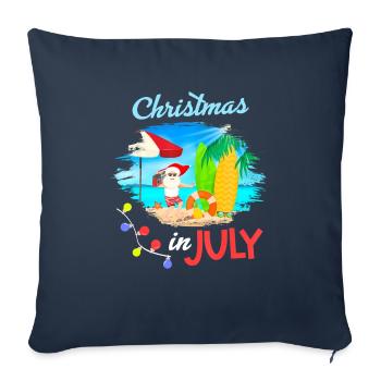 Christmas in July Santa Hawaiian Summer Hawaii - Throw Pillow Cover 17.5” x 17.5” - navy - Front
