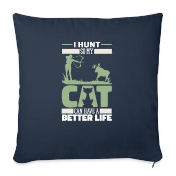 Bow Hunting Cat - Throw Pillow Cover 17.5” x 17.5” - navy - Front