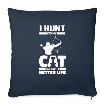 Bow Hunting Cat - Throw Pillow Cover 17.5” x 17.5” - navy - Front