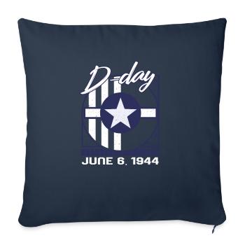 World War II Shirt, D-Day June 6, 1944 Tee, - Throw Pillow Cover 17.5” x 17.5” - navy - Front