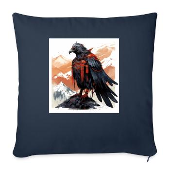 Tengu crow warrior guardian - Throw Pillow Cover 17.5” x 17.5” - navy - Front
