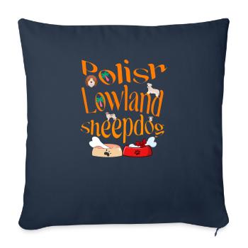 Polish lowland sheepdog - Throw Pillow Cover 17.5” x 17.5” - navy - Front