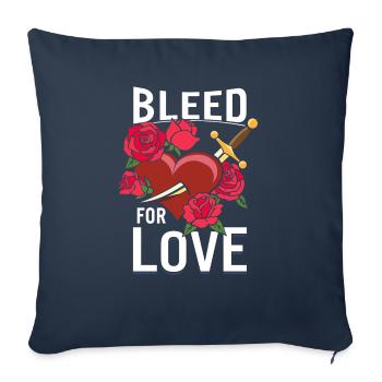 Gothic Shirt, Bleed For Love Roses Heart Dagger - Throw Pillow Cover 17.5” x 17.5” - navy - Front