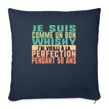 Je Suis Comme Un Bon Whisky J'ai Vieilli À La - Throw Pillow Cover 17.5” x 17.5” - navy - Front