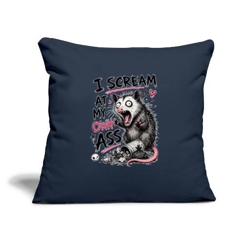 Funny Opossum Screaming Graphic Tee - Throw Pillow Cover 17.5” x 17.5”