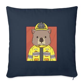 Wombat Firefighter I Australia Hero Gift - Throw Pillow Cover 17.5” x 17.5” - navy - Front