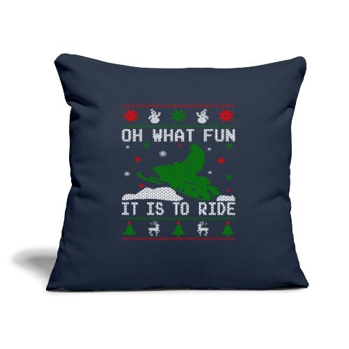 Oh What Fun Snowmobile Ugly Sweater style - Throw Pillow Cover 17.5” x 17.5”