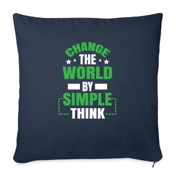 Change the World - Throw Pillow Cover 17.5” x 17.5” - navy - Front
