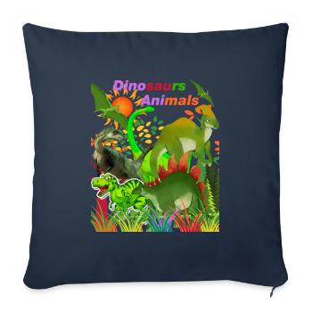 Dinosaurs Animals - Throw Pillow Cover 17.5” x 17.5” - navy - Front