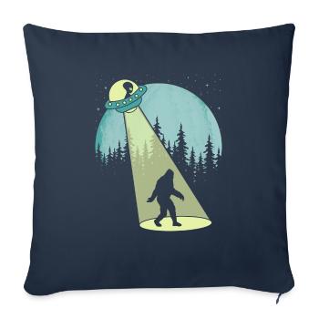 Sasquatch Ufo - Throw Pillow Cover 17.5” x 17.5” - navy - Front