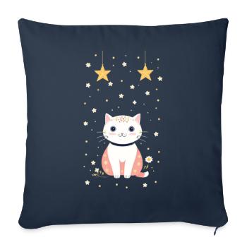 Kitty Cat - Throw Pillow Cover 17.5” x 17.5” - navy - Front