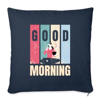Good Morning - Throw Pillow Cover 17.5” x 17.5” - navy - Front