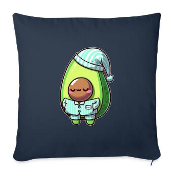 Sleepy Avocado in Pajamas - Throw Pillow Cover 17.5” x 17.5” - navy - Front