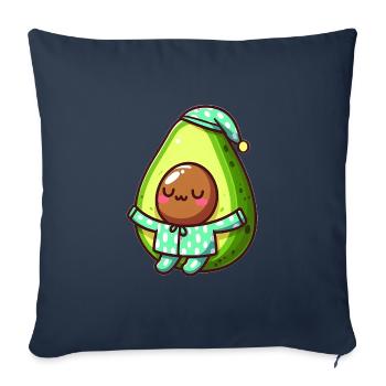 Sleepy Avocado in Pajamas - Throw Pillow Cover 17.5” x 17.5” - navy - Front