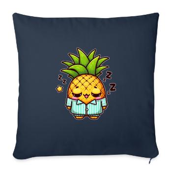 Sleepy Pineapple in Pajamas - Throw Pillow Cover 17.5” x 17.5” - navy - Front