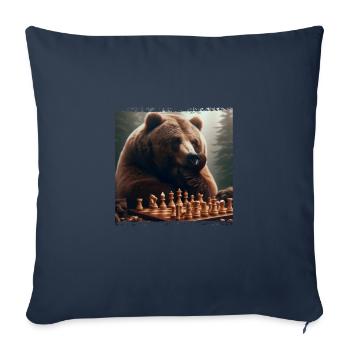 Chess playing bear - Throw Pillow Cover 17.5” x 17.5” - navy - Front