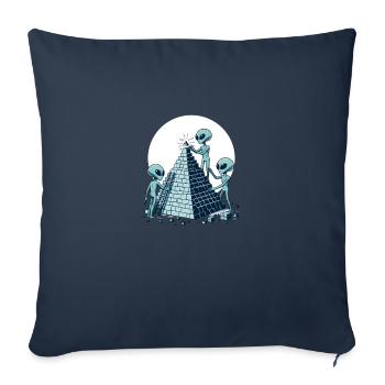 Aliens building a Pyramid - Throw Pillow Cover 17.5” x 17.5” - navy - Front