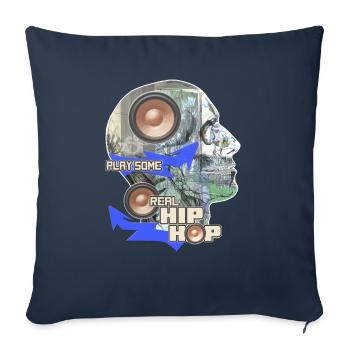 Play some real Hip Hop music DJ MC Rapper Bboy art - Throw Pillow Cover 17.5” x 17.5” - navy - Front