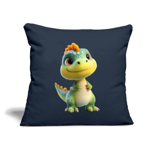 Playful 3D Baby Dinosaur - Throw Pillow Cover 17.5” x 17.5”