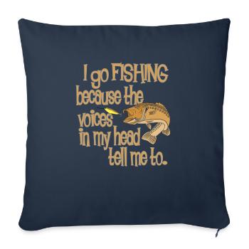 Fishing Voices - Throw Pillow Cover 17.5” x 17.5” - navy - Front